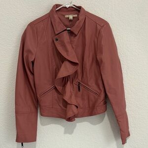 Women's Pink Ruffled bomber jacket